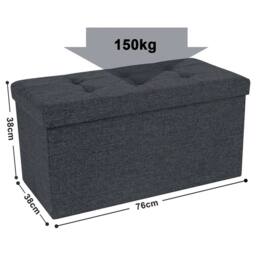 KORVIXA Dark Grey 76*38*38cm Extra Large Ottoman Storage Seat Stool - Size: 100 cm - thumbnail 2