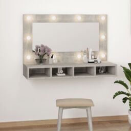 Berkfield Home Mirror Cabinet with LED Concrete Grey 90x31.5x62 cm - thumbnail 2