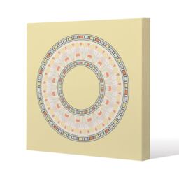 Benjamin Tate Design Yellow Circle Ornament. Round Frame (Canvas Print) / 127 x 127 x 4cm in Natural - Size: 127 x 127 x 4 cm - thumbnail 1