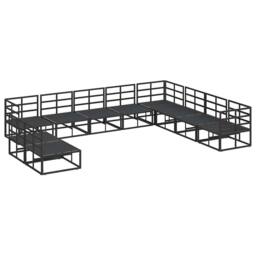 Berkfield Home Garden Sofa Set 10 pcs Black 353 x 283 x 71 cm Aluminium - thumbnail 7
