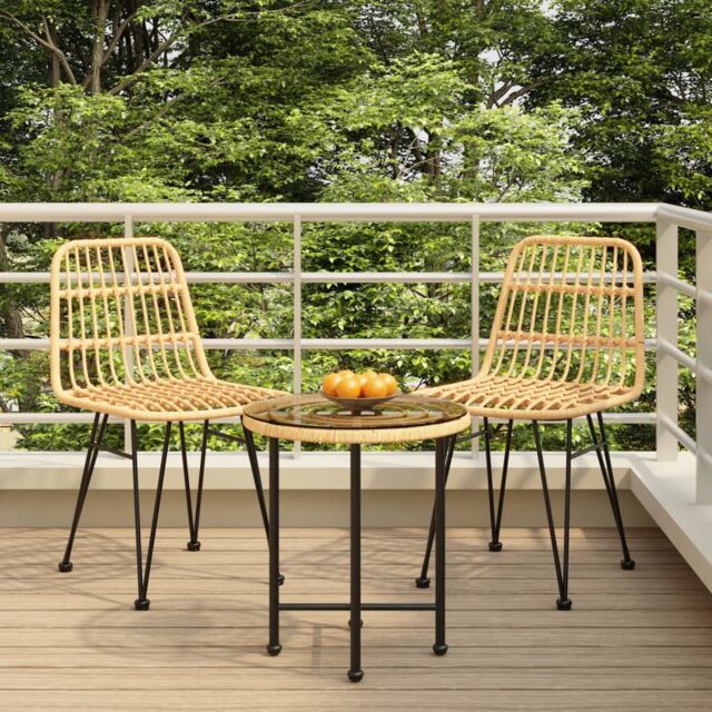Berkfield Home 3 Piece Garden Dining Set Poly Rattan in Brown - image 1