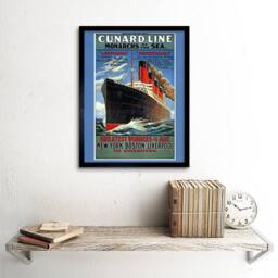 "Artery8 Lusitania Mauretania Cruise Liner Ship Boat Framed Art Print in Blue - Size: W12"" x H16""" - thumbnail 2