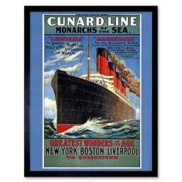 "Artery8 Lusitania Mauretania Cruise Liner Ship Boat Framed Art Print in Blue - Size: W12"" x H16""" - thumbnail 1