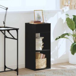 Berkfield Home Book Cabinet Black 34x31x80 cm Engineered Wood - Size: 34 x 31 x 80 cm - thumbnail 3