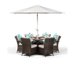 Thats Furniture Arizona Round 6 Seater Patio Dining Set with Ice Bucket Drinks Cooler in Brown - thumbnail 2