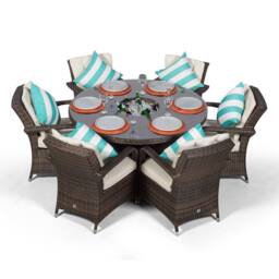 Thats Furniture Arizona Round 6 Seater Patio Dining Set with Ice Bucket Drinks Cooler in Brown - thumbnail 3
