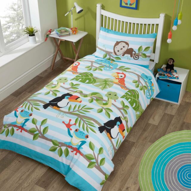 Rapport Home Rainforest Polycotton Duvet Cover Set With Pillowcase in Blue - Size: Single - image 1