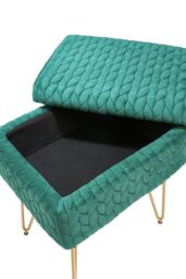 Living and Home Upholstered Storage Ottoman Vanity Stool in Green - thumbnail 5