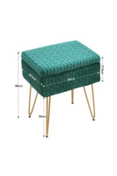 Living and Home Upholstered Storage Ottoman Vanity Stool in Green - thumbnail 6