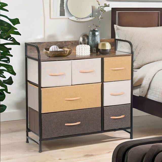 FURNOS 7 Fabric Drawer Bedroom Dresser With Large Drawers in Yellow - image 1