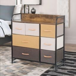 FURNOS 7 Fabric Drawer Bedroom Dresser With Large Drawers in Yellow - thumbnail 3