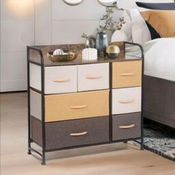 FURNOS 7 Fabric Drawer Bedroom Dresser With Large Drawers in Yellow - thumbnail 4