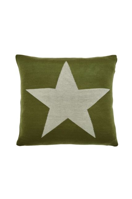 Helena Springfield 'Star' Knit Cushion in Green - Size: 45 cm x 45 cm - image 1