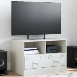 Berkfield Home TV Cabinet White 67x39x44 cm Steel - Size: 67 x 39 x 44 cm - thumbnail 2