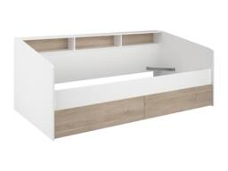 Vente-unique Bed 90 X 190/200 Cm With Storage - White & Natural - PAULETTE in Light Oak - Size: Single - thumbnail 5