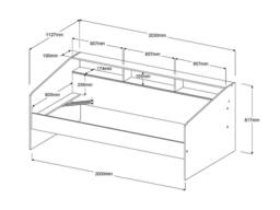 Vente-unique Bed 90 X 190/200 Cm With Storage - White & Natural - PAULETTE in Light Oak - Size: Single - thumbnail 9