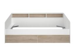 Vente-unique Bed 90 X 190/200 Cm With Storage - White & Natural - PAULETTE in Light Oak - Size: Single - thumbnail 2