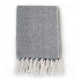 Berkfield Home Throw Cotton Herringbone 125x150 cm Navy Blue - thumbnail 2