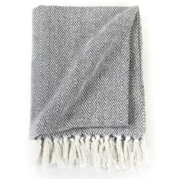 Berkfield Home Throw Cotton Herringbone 125x150 cm Navy Blue - thumbnail 3