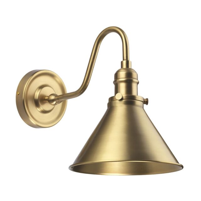 Loops Wall Light Pyramid Shaped Downlight Up & Over Arched Arm Aged Brass LED E27 60W in Metallics