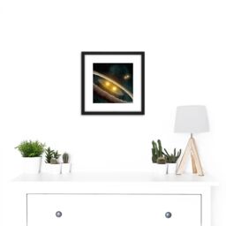 Artery8 Space NASA HD98800 Binary Star System Illustration 8X8 Inch Square Wooden Framed Wall Art Print Picture with Mount in Black - thumbnail 2