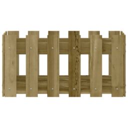Berkfield Home Garden Planter with Fence Design 60x30x30 cm Impregnated Wood Pine in Brown - Size: 60 x 30 x 30 cm - thumbnail 5
