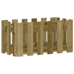 Berkfield Home Garden Planter with Fence Design 60x30x30 cm Impregnated Wood Pine in Brown - Size: 60 x 30 x 30 cm - thumbnail 2