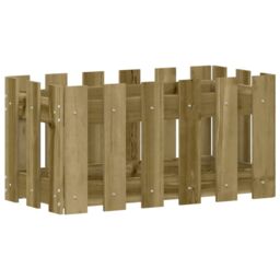 Berkfield Home Garden Planter with Fence Design 60x30x30 cm Impregnated Wood Pine in Brown - Size: 60 x 30 x 30 cm - thumbnail 4