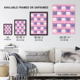 Artery8 Pink Blue Geometric Pattern Vintage Japan Framed Wall Art Print Korin - Size: A4 - thumbnail 3