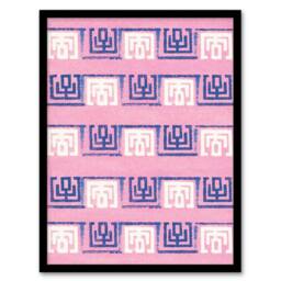 Artery8 Pink Blue Geometric Pattern Vintage Japan Framed Wall Art Print Korin - Size: A4 - thumbnail 1