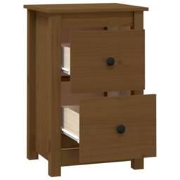 Berkfield Home Bedside Cabinet Honey Brown 40x35x61.5 cm Solid Wood Pine - thumbnail 4