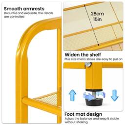 Kelvenix 80X27X53cm 3Tier Metal Shoe Rack Free-Standing in Gold - Size: 0.6m2 - thumbnail 4