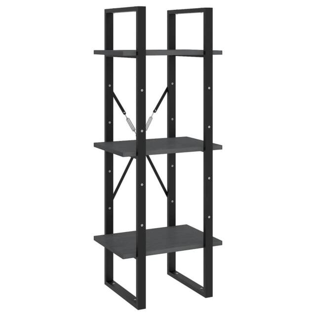 Berkfield Home 3-Tier Book Cabinet Grey 40x30x105 cm Solid Pinewood - Size: 40 x 30 x 105 cm - image 1
