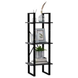Berkfield Home 3-Tier Book Cabinet Grey 40x30x105 cm Solid Pinewood - Size: 40 x 30 x 105 cm - thumbnail 3