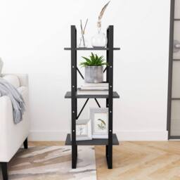 Berkfield Home 3-Tier Book Cabinet Grey 40x30x105 cm Solid Pinewood - Size: 40 x 30 x 105 cm - thumbnail 5