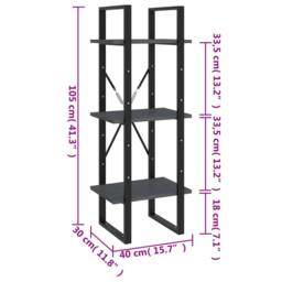 Berkfield Home 3-Tier Book Cabinet Grey 40x30x105 cm Solid Pinewood - Size: 40 x 30 x 105 cm - thumbnail 8