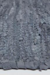 Homescapes Grey Leather Handwoven Stripe Rug - Size: 60 cm x 90 cm - thumbnail 4