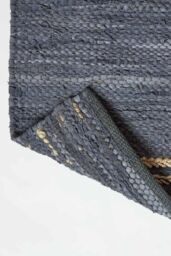 Homescapes Grey Leather Handwoven Stripe Rug - Size: 60 cm x 90 cm - thumbnail 5