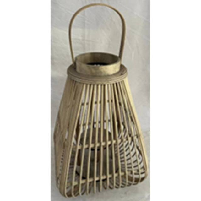 Lemon Pavilion Furniture and Decor Medium Peardrop Lantern with Glass Holder - Wicker - L26 x W26 x H35cm in Light Brown