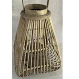 Lemon Pavilion Furniture and Decor Medium Peardrop Lantern with Glass Holder - Wicker - L26 x W26 x H35cm in Light Brown - thumbnail 2