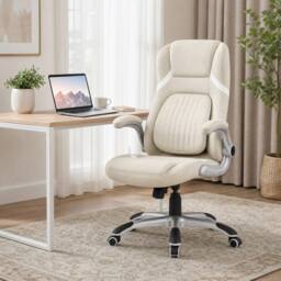STILVORA Beige Office Chair with Adjustable Height & Armrests