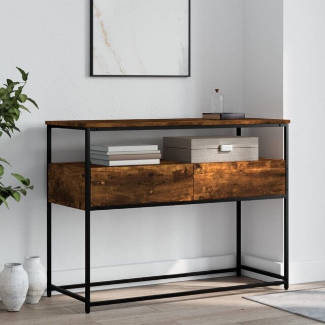 Berkfield Home Console Table Smoked Oak 100x40x75 cm Engineered Wood in Brown - Size: 100 x 40 x 75 cm - image 1