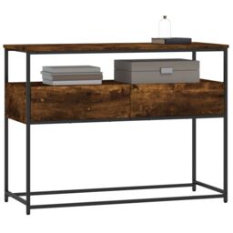 Berkfield Home Console Table Smoked Oak 100x40x75 cm Engineered Wood in Brown - Size: 100 x 40 x 75 cm - thumbnail 3