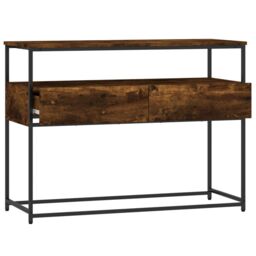 Berkfield Home Console Table Smoked Oak 100x40x75 cm Engineered Wood in Brown - Size: 100 x 40 x 75 cm - thumbnail 5