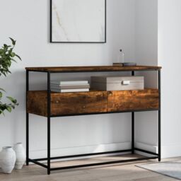 Berkfield Home Console Table Smoked Oak 100x40x75 cm Engineered Wood in Brown - Size: 100 x 40 x 75 cm - thumbnail 1