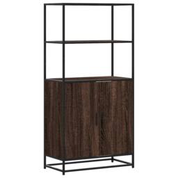 Berkfield Home Highboard Brown Oak 68x35x139 cm Engineered Wood & Metal - Size: 68 x 35 x 139 cm - thumbnail 3
