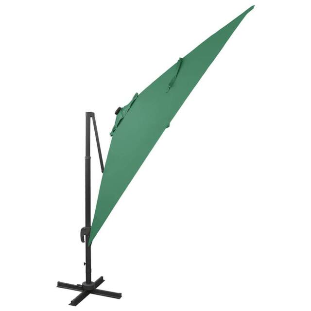 Berkfield Home Cantilever Umbrella with Pole & LED Lights Green 300 cm - image 1