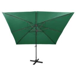 Berkfield Home Cantilever Umbrella with Pole & LED Lights Green 300 cm - thumbnail 4