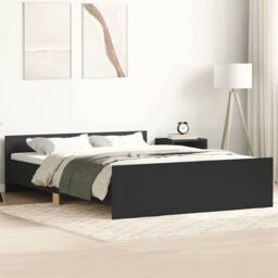 Berkfield Home Bed Frame with Headboard & Footboard Black 120x200 cm - Size: Small Double - thumbnail 2