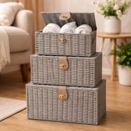 Marco Paul Grey Set of 3 Baskets for storage Decorative Storage Boxes - thumbnail 9